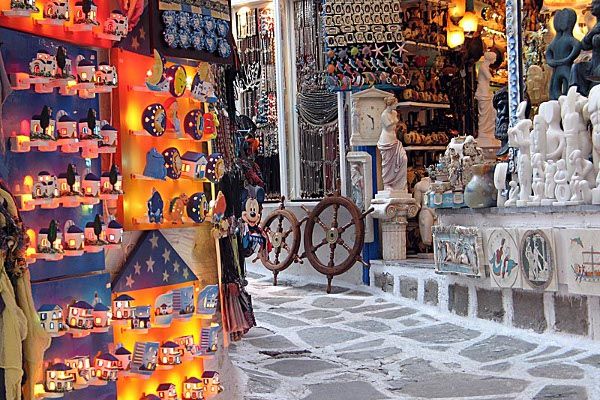 Grecja | Uliczne stoisko z pamiątkami, Paros